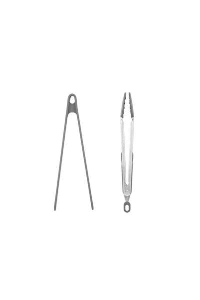 Turkishsouq Tantitoni 2-Piece Silicone Tongs Set Gray