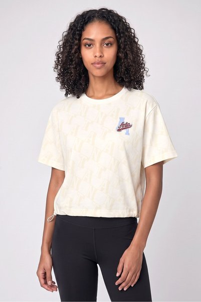 Anta Women Relaxed Fit Short Sleeve Outdoor Top, Multicolor