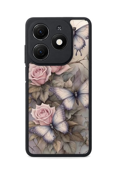 TECNO Spark 20 Compatible Printed, Matte Black, Soft Silicone, Protective, Sh...