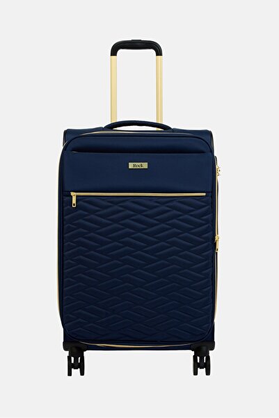 Rock 24 Inch Softshell Expandable Check In Spinner Luggage, Navy