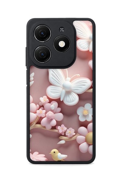 TECNO Spark 20 Compatible Printed, Matte Black, Soft Silicone, Protective, Sh...