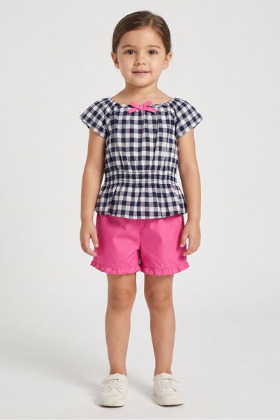 Penelope Mack Toddlers Girl 2 Pcs Checkered Top And Short, Multicolor