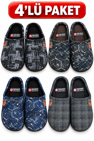 GEZER Pack of 4 Winter Men's Dowry Bundle Guest House Slippers
