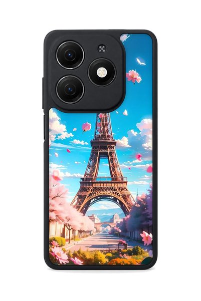 TECNO Spark 20 Compatible Printed, Matte Black, Soft Silicone, Protective, Sh...