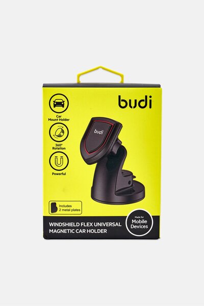 Budi Windshield Flex Universal Magnetic Car Holder, Black