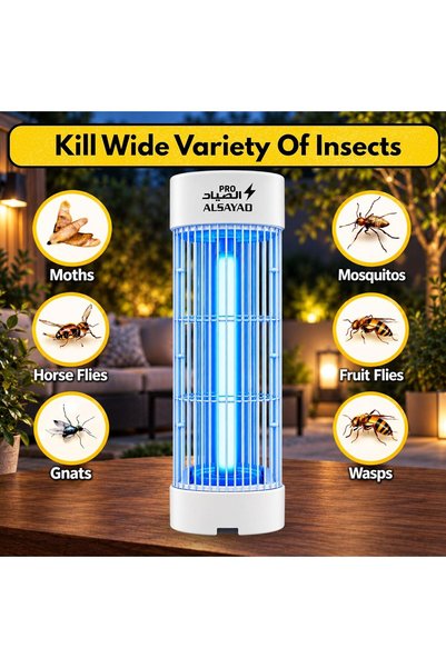 ALSAYAD Smart 3800V White Pro Insect Killer Electric 15W UV Light Mosquito Killer Lamp Indoor Outdoor, Powerful Bug Zapper & Mosquito Zapper Fly Killer Electric Trap for Mosquito & Flying Insects