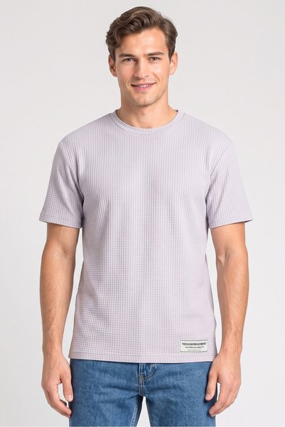 The Giving Movement Men Crew Neck Short Sleeve Textured T-shirt, Light Blue