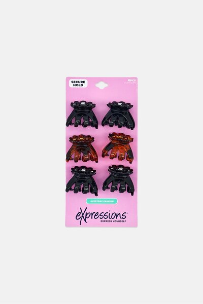 Expressions 6Pcs Med Octo Claw Clip, Multicolor