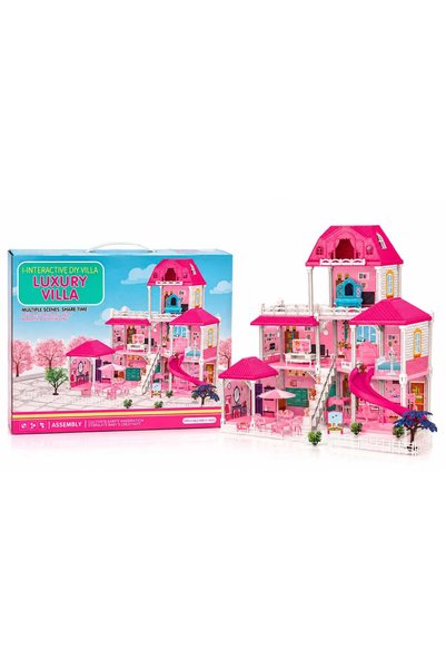 TOY LAND Kids Luxury Villa Dollhouse Playset with Furniture, Dolls & Accessor...