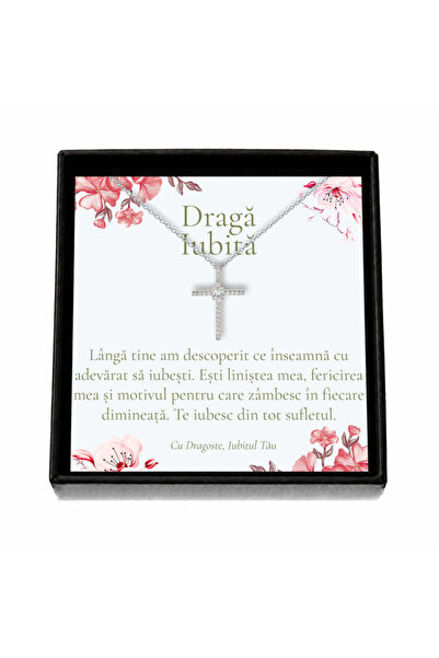 OEM Cadou pentru Iubită – Colier „Cruce cu Cristale”, Cutie Neagră și Card cu...