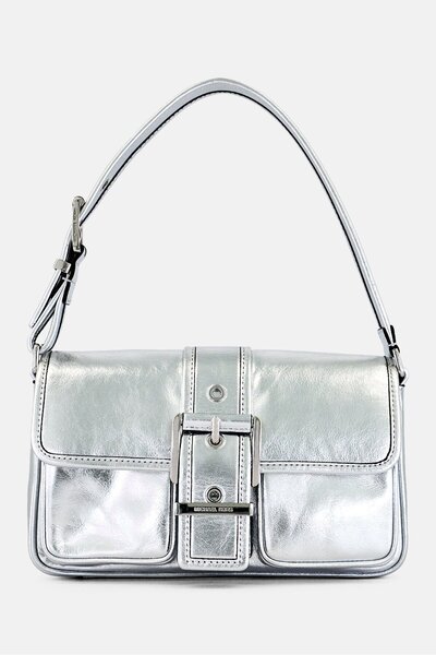 Michael Kors Women Brand Logo Shoulder Bag, Silver