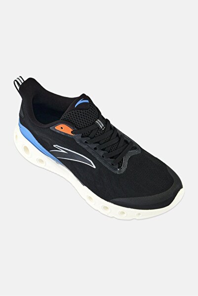 Anta Men Brand Logo Lace Up Running Shoes, Black