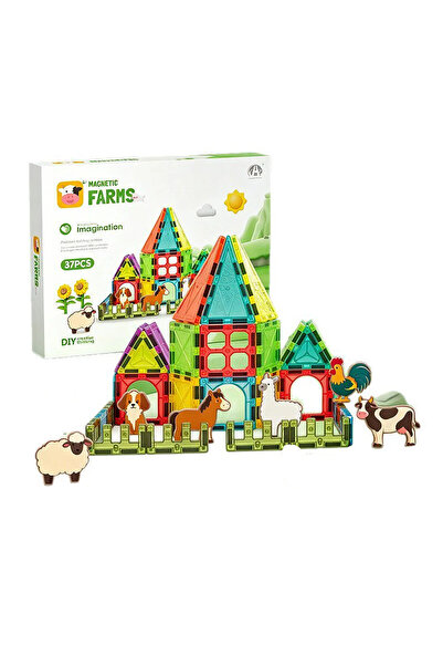 Picodino 3D Magnetic Tile Construction Set with Farm Animal Figures, Magnetic...
