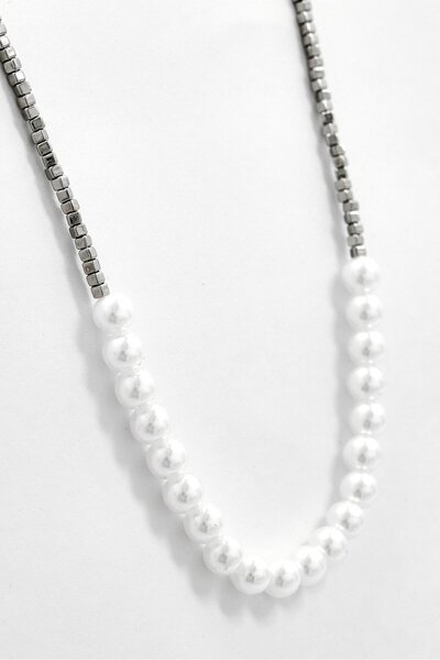 Bizou Women Stainless Steel Pearl Necklace, Multicolor