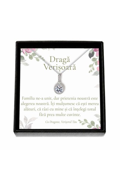 OEM Cadou pentru Verișoară de la Verișor – Colier „Cristal Rotund”, Cutie Nea...