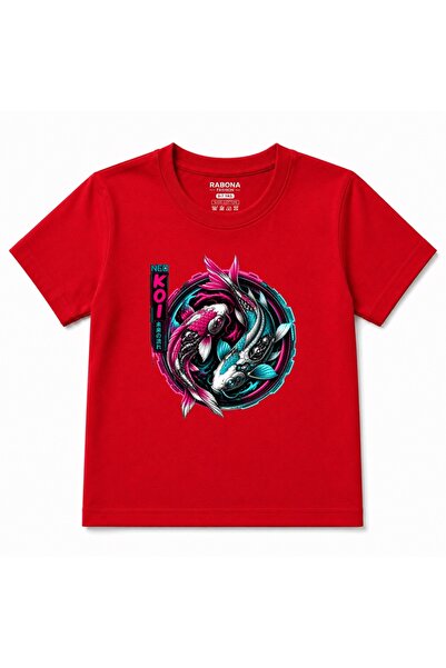 Rabona Fashion Tricou pentru copii Neo Koi Cyberpunk cu grafică Japoneză Neon...