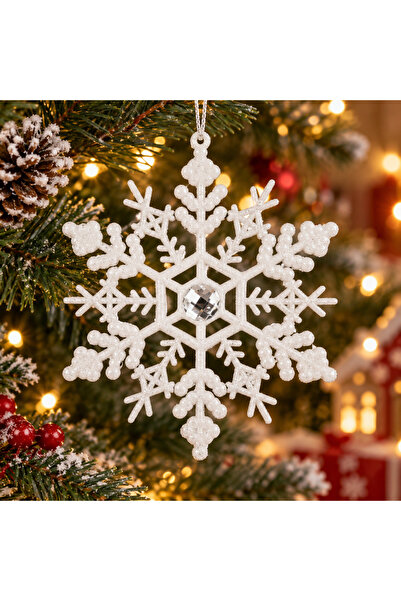 MyOfficeShop Decorațiune pentru brad, fulg de nea cu cristal, set de 2 bucăți...