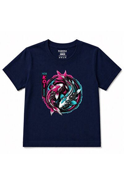 Rabona Fashion Tricou pentru copii Neo Koi Cyberpunk cu grafică Japoneză Neon...