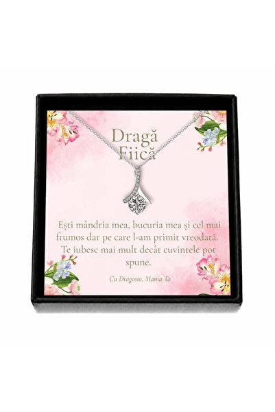 OEM Cadou pentru Fiică de la Mamă – Colier „Picătură de Cristal”, Cutie Neagr...