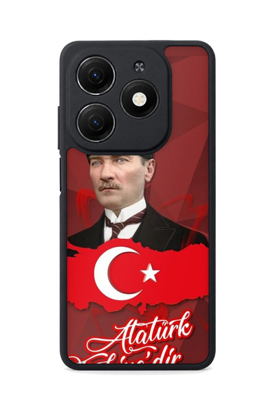 Aksel Kılıf Tecno Spark 20 Compatible Printed, Matte Black, Soft Silicone, Pr...