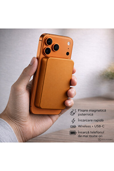 Kulstern Baterie externă 10.000 mAh cu încărcare rapidă, MagSafe, compatibilă cu iPhone 12-17 Pro și Android, cablu Type-C 20W