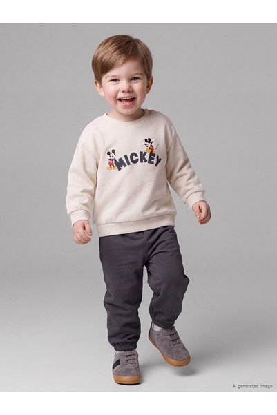 LC Waikiki Set Trening Imprimat Mickey Mouse pentru Bebeluși Băieți