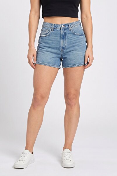 Sinsay Women Washed Denim Shorts, Blue