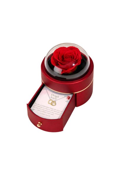 OEM Cadou pentru Soție – Colier „Inimi Aurii”, Cutie cu Trandafir și Card cu ...