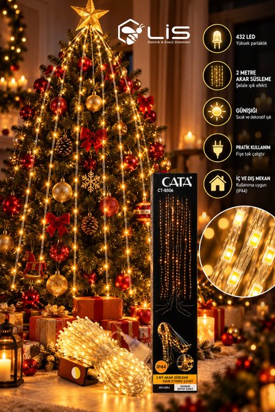 Cata CT-8506 2 Metre Akar Süsleme 432 LED Günışığı Rain String Yılbaşı Ağacı ...