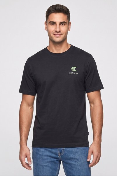 Cariuma Men Crew Neck Short Sleeve Brand Logo T-Shirt, Black