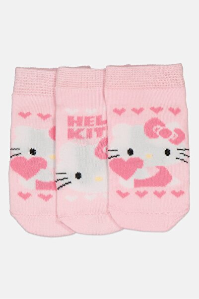Hello Kitty Toddlers Girl 3 Pairs Graphic Print Socks, Pink