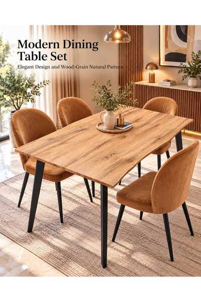 TrentonGCC طقم طاولة طعام عصرية مع 4 كراسي - 120×70×75 سم، سطح طاولة أنيق بتص...