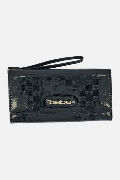 Bebe Women Brand Logo Wallet, Black