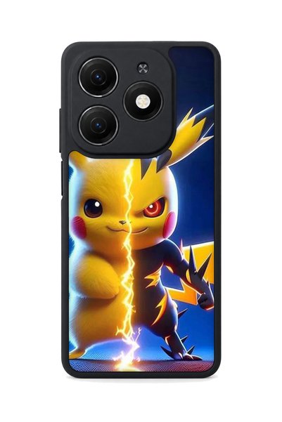 TECNO Spark 20 Compatible Printed, Matte Black, Soft Silicone, Protective, Sh...