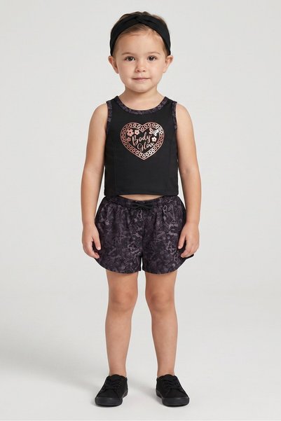 Body Glove Toddlers Girl 3 Pcs Graphic Print Top And Shorts With Headband Set...