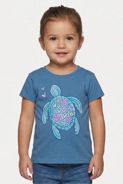 The Children's Place Toddlers Girl Graphic Print Short Sleeve Top, Blue