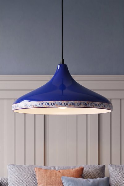 Marrien Nova Tile Lacivert Metal Sarkıt (35 cm) Yemek Masası Üstü Avize Mutfa...