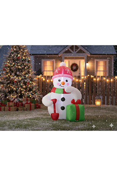 MyOfficeShop Om de zăpadă gonflabil pentru exterior, cu iluminare LED, 180 cm...