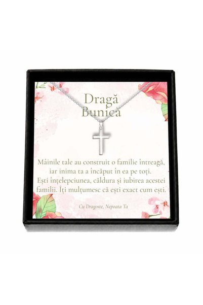 OEM Cadou pentru Bunică de la Nepoată – Colier „Cruce Clasică”, Cutie Neagră ...
