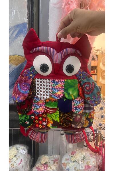 MLN Moda Owl-shaped textile Backpack , multicolor – Red