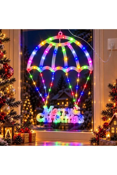 Reduceri Engros Umbrelă decorativă cu LED-uri, Instalație de Crăciun 69x50cm, Lumină multicoloră, Jocuri de lumină și Flash, Decorațiune de Crăciun en-gros