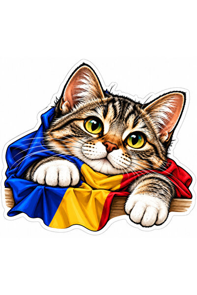 Oracal Autocolant Pisicuță România – Tricolorul României Albastru Galben Roșu...