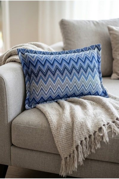 Alseko Concept 02-Husă de pernă cu model zig-zag imprimat, 43x43 cm