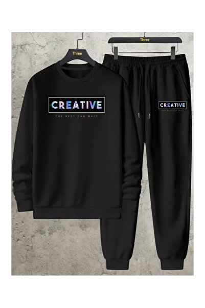 AEMİ Set de 2 piese unisex, hanorac și pantaloni de trening, cu imprimeu crea...