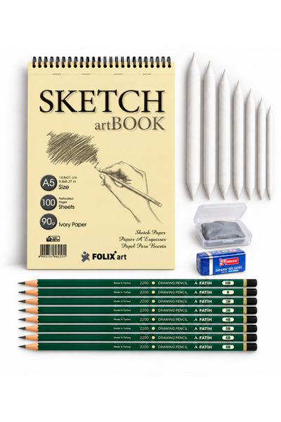 FOLİX ART Sahra Eskiz Defteri (SKETCH BOOK) A5 100 Yp Spralli Karakalem Çizim...