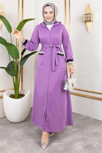 Generic Brand Hooded Ribbed Ferace Lila