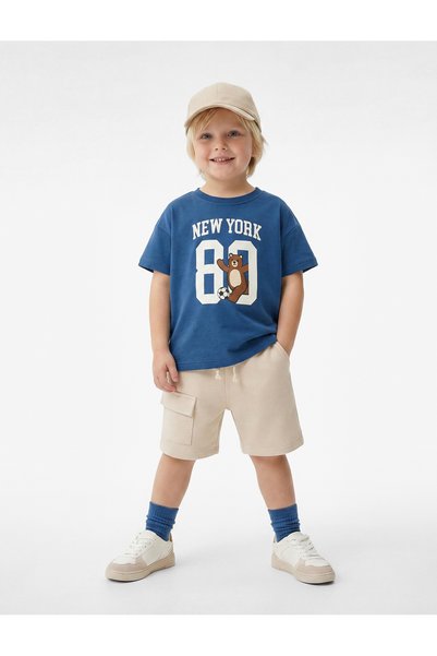 Koton Cotton Crew Neck Short Sleeve Printed T-Shirt