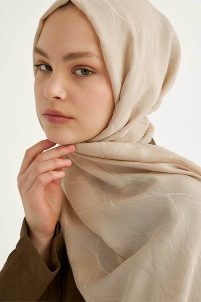 VALORSCARF Soft Texture Sarmal Desen Pamuk Asetat İpeksi Şal Koyu Vizon