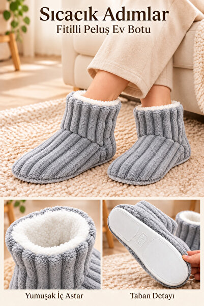 Behtah Kundura Women's Fluffy Wool Slippers Winter House Boots House Shoes So...