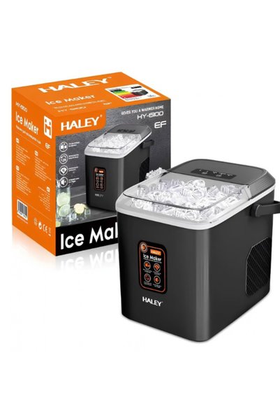 HALEY Halee Electric Ice Maker Countertop Self-Dispensing Machine 12Kg/24H Auto-Cleaning Continuous Ice Making Function for Home & Commercial Use Black